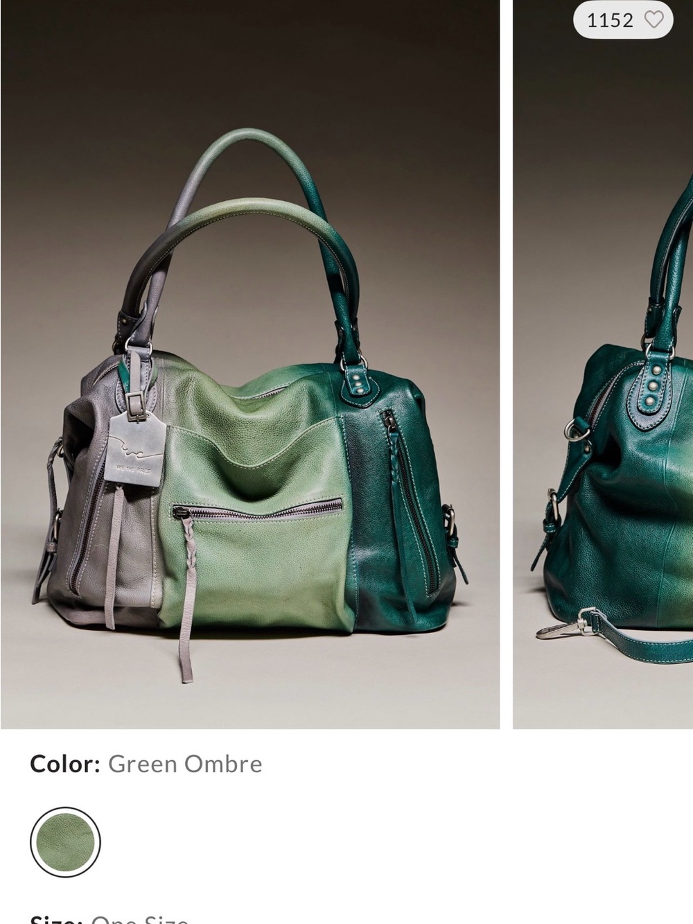 🦚 Free People Large Emerson Tote Ombré Green Limited Edition SOLD OUT! Rare NWT! - Picture 5 of 9